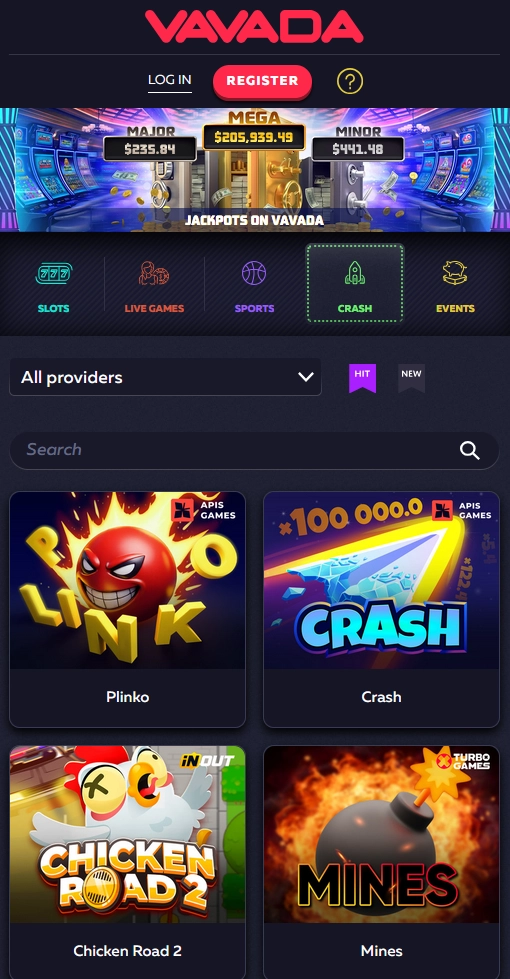 Ekrānuzņēmums no oficiālās vietnes Vavada Casino